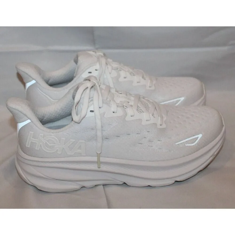 HOKA CLIFTON 9 WOMEN'S‎ WWH WHITE RUNNING ATHLETIC SNEAKERS SZ 7 B